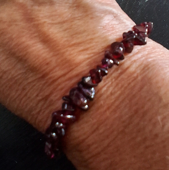 GARNET BOLO BRACELET 925 STERLING SILVER - Picture 1 of 3